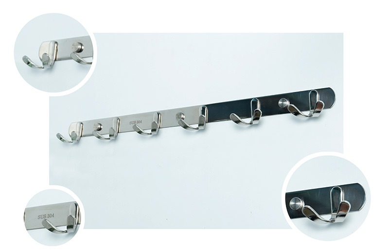 Sử dụng từ 2-3 miếng dán hai mặt cách đều nhau vào phần mặt sau của móc treo quần áo Inox