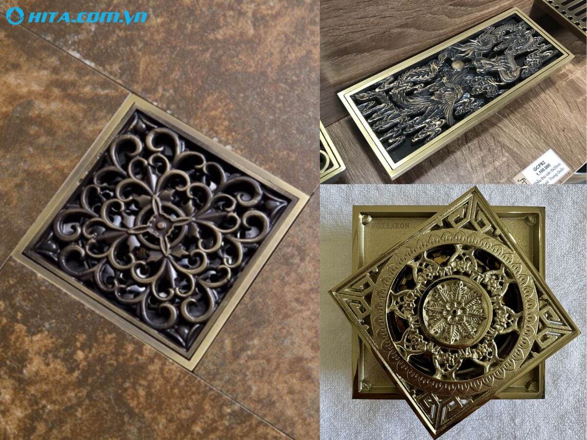 Phễu thoát sàn kết hợp hoa văn