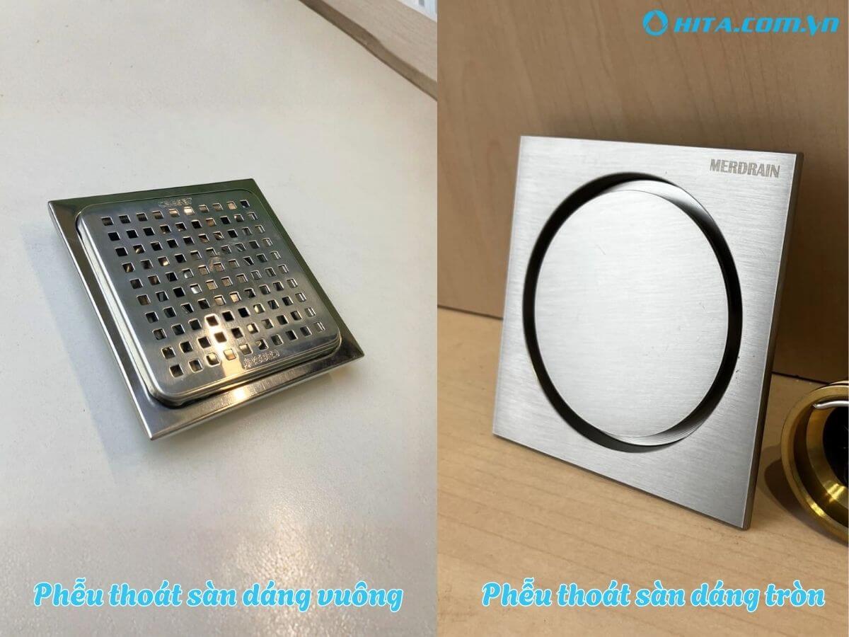 Phễu thoát sàn dáng vuông và tròn
