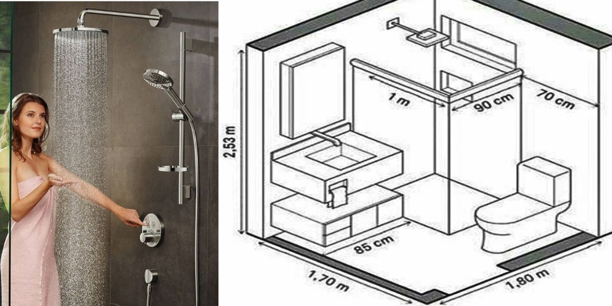 Cần quan tâm đến kích thước nhà tắm khi lắp đặt