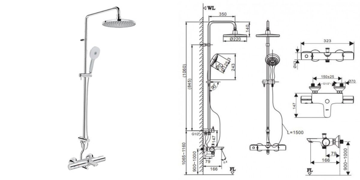 Bộ sen c&acirc;y tắm tăng &aacute;p INAX BFV-3415T-8C