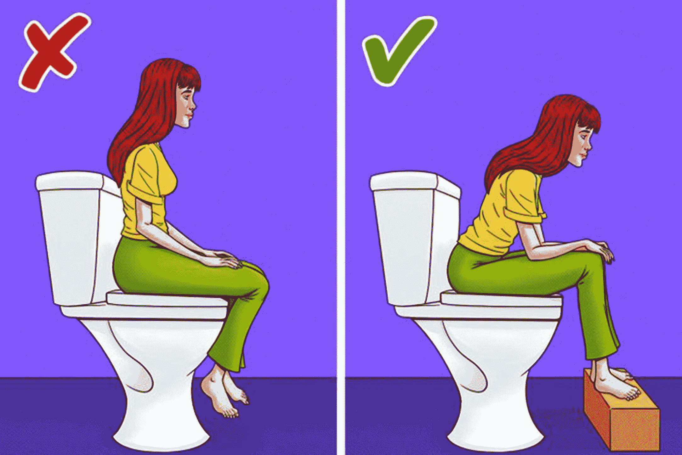 Sử dụng ghế nhỏ để kê chân giúp đi vệ sinh thoải mái hơn