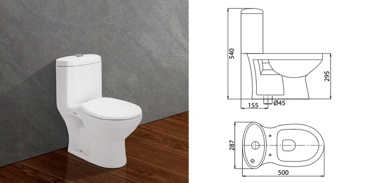 Mẫu bồn cầu trẻ em với kích thước tiêu chuẩn