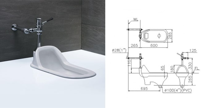 Kích thước bồn cầu xổm nhỏ gọn