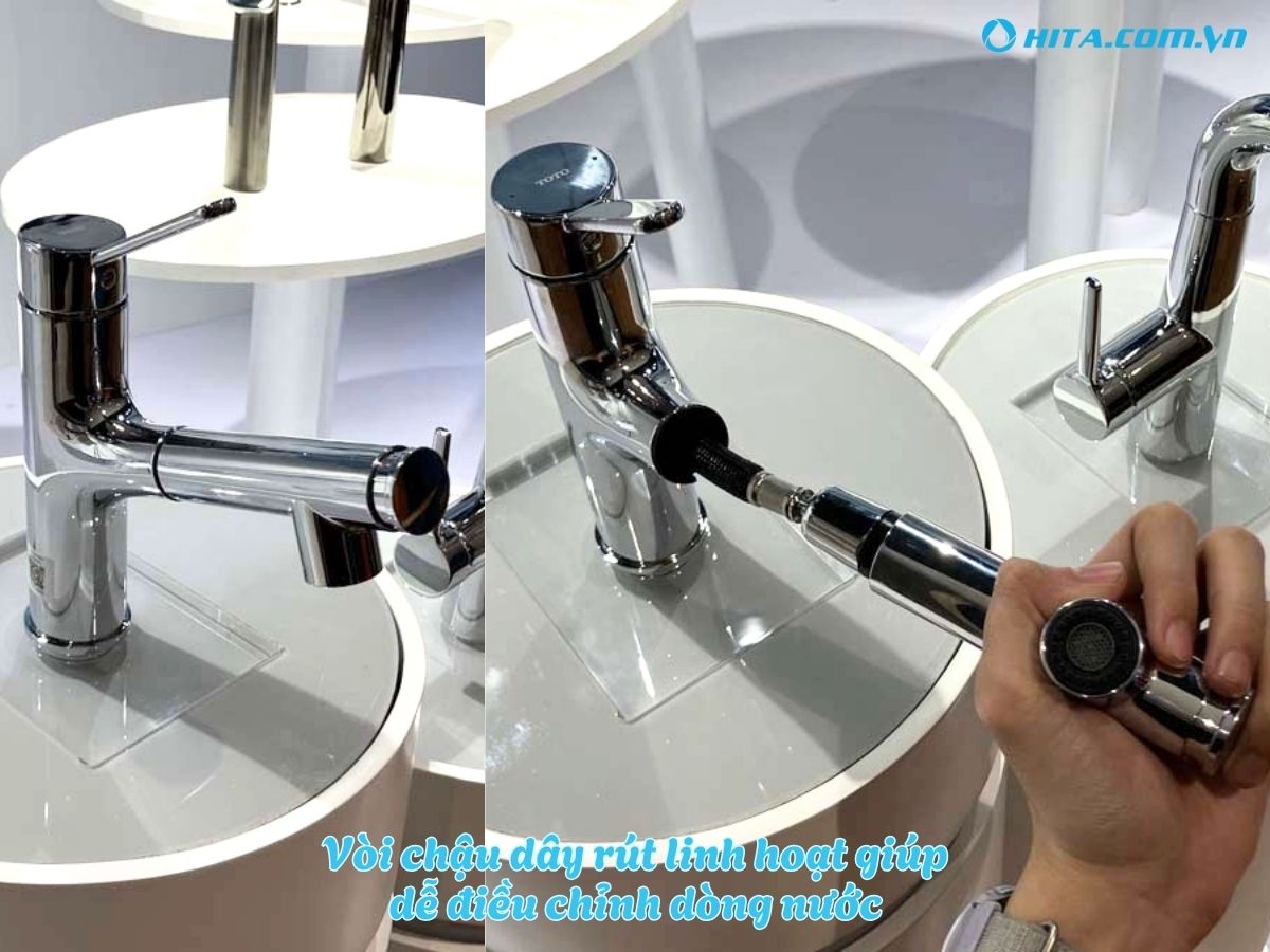 V&ograve;i chậu lavabo c&oacute; d&acirc;y r&uacute;t