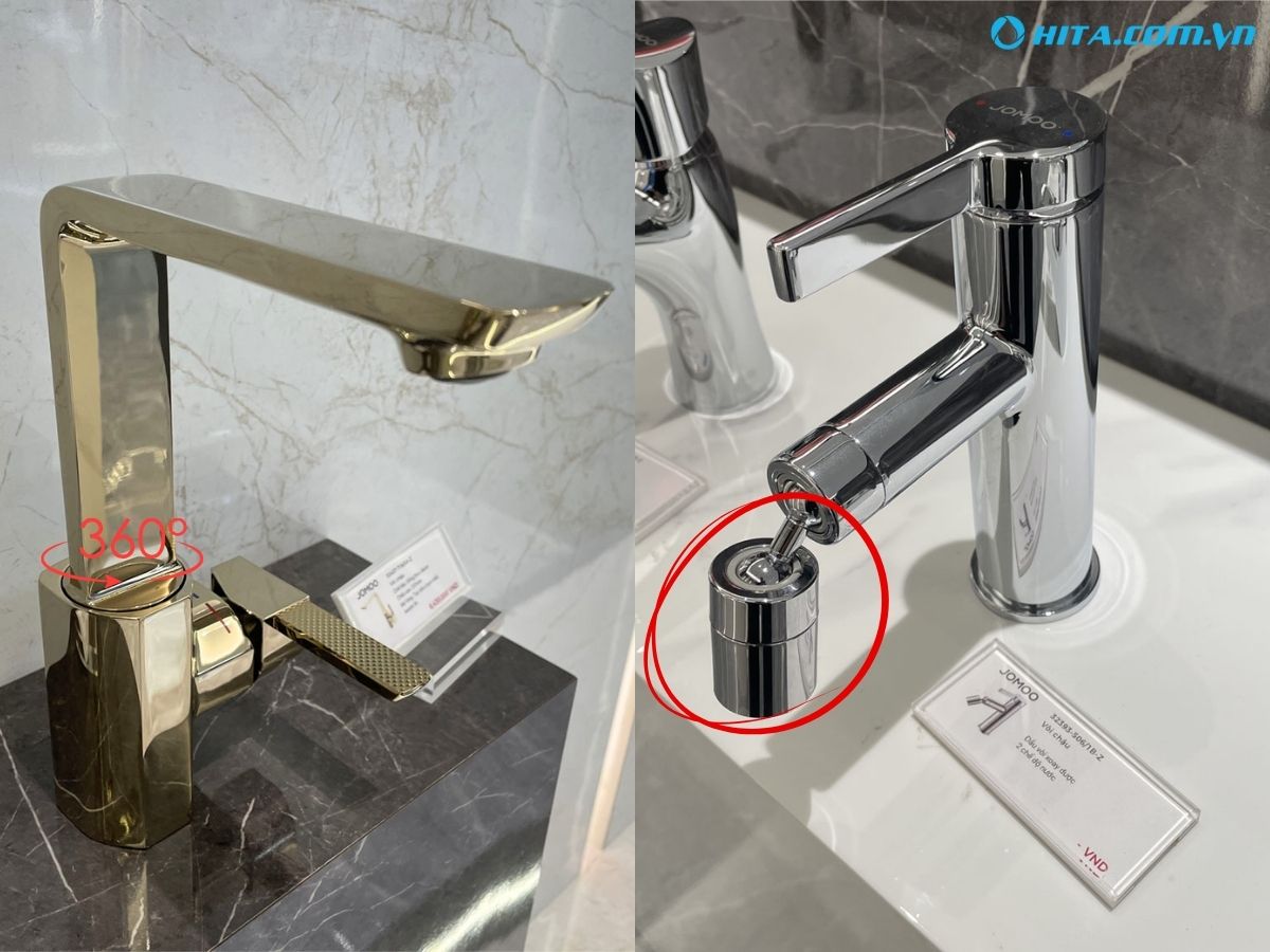 V&ograve;i chậu c&oacute; thể xoay, thay đổi hướng xả nước