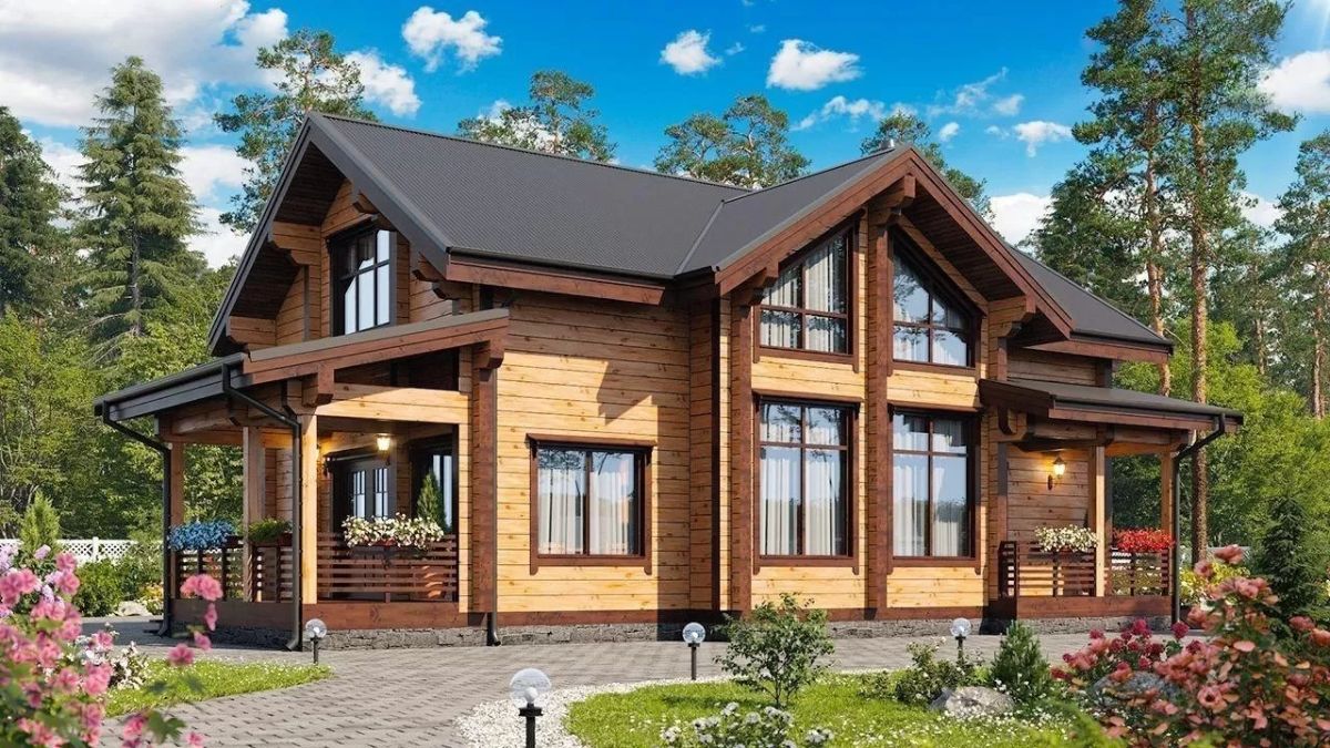 Nh&agrave; gỗ cấp 4 c&oacute; g&aacute;c lửng kết hợp c&aacute;c cửa k&iacute;nh lớn gi&uacute;p căn nh&agrave; th&ocirc;ng tho&aacute;ng, đ&oacute;n &aacute;nh s&aacute;ng tự nhi&ecirc;n tốt