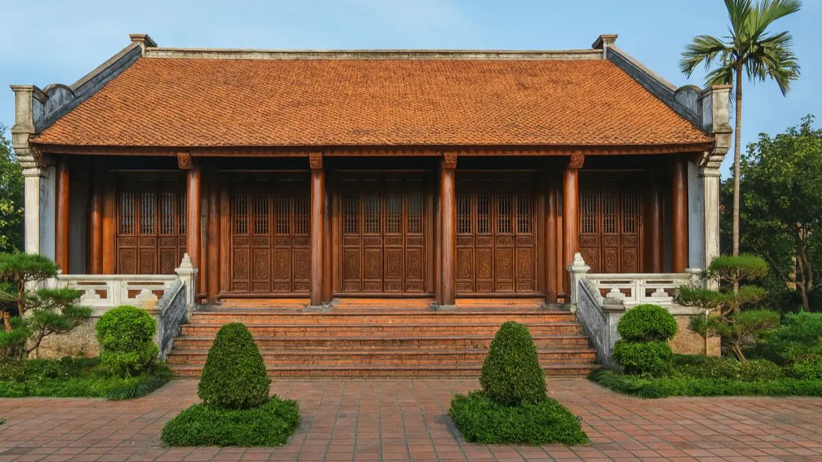 Thiết kế nh&agrave; gỗ cấp 4 5 gian bề thế, sang trọng