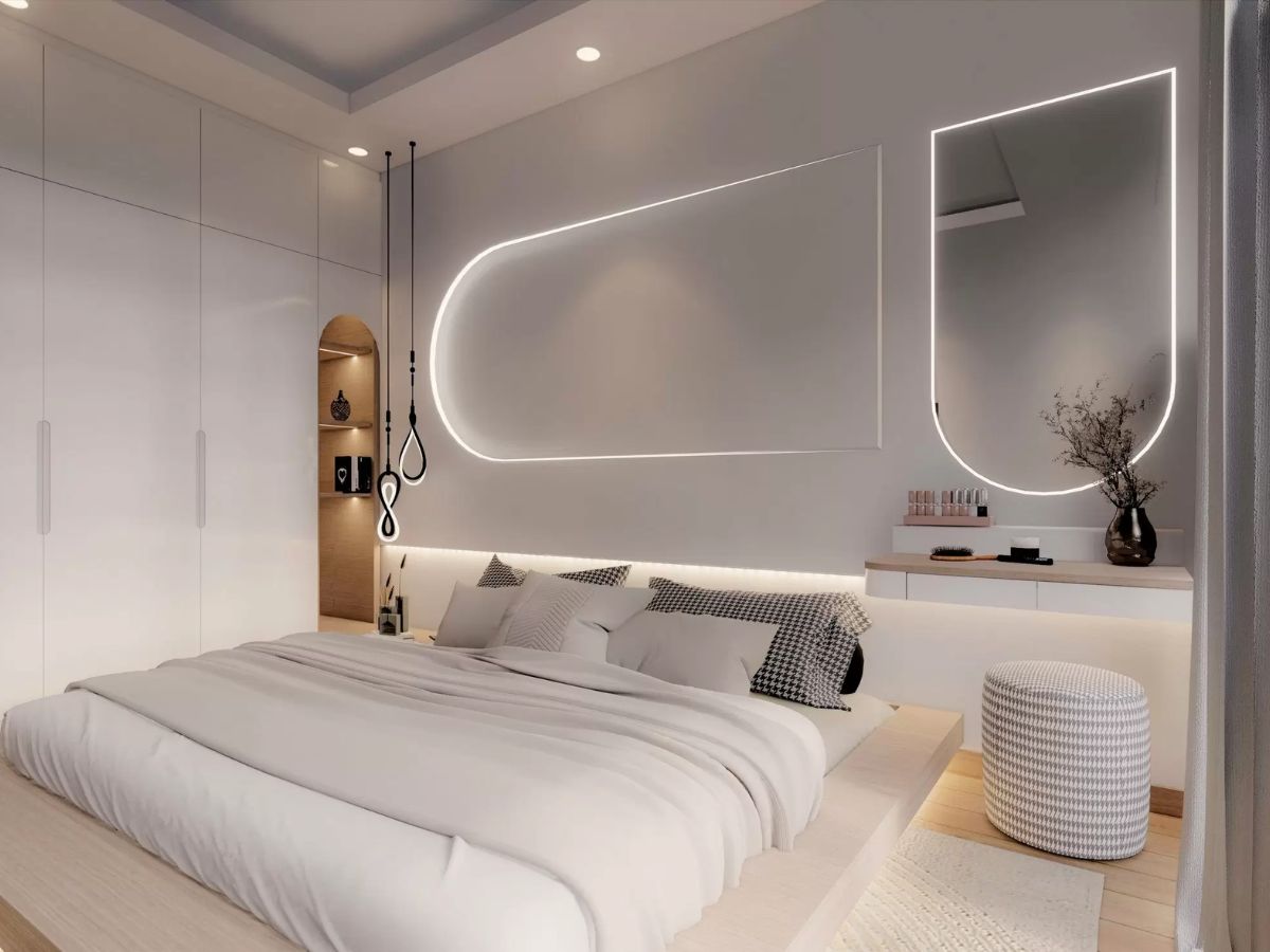 Thiết kế ph&ograve;ng ngủ đẹp, tối giản với nội thất hiện đại, gọn g&agrave;ng