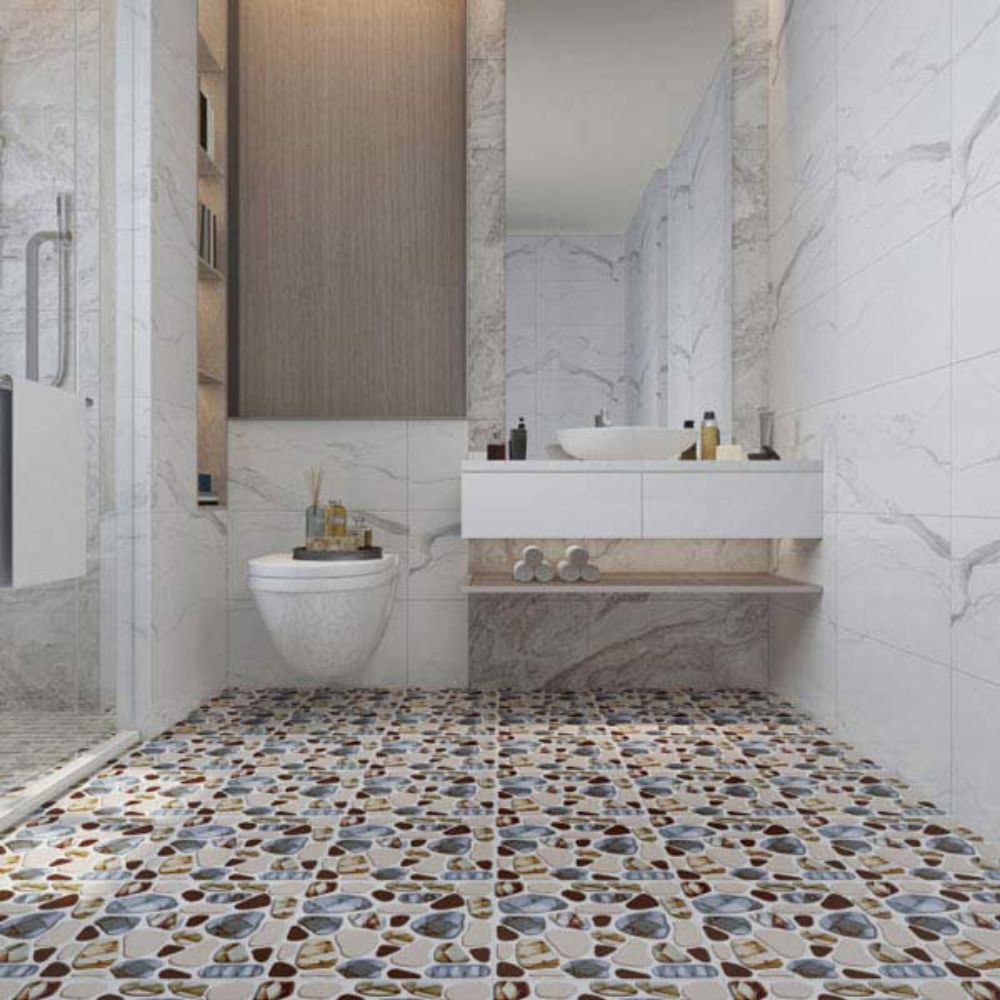 Mẫu gạch giả sỏi l&aacute;t nền nh&agrave; tắm