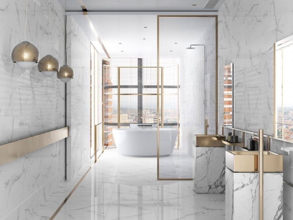 Gạch l&aacute;t nền nh&agrave; tắm phong c&aacute;ch sang trọng 1