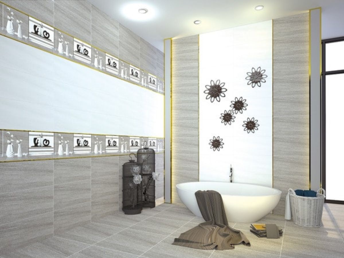 Sử dụng gạch ốp viền gi&uacute;p kh&ocirc;ng gian kh&ocirc;ng bị đơn điệu