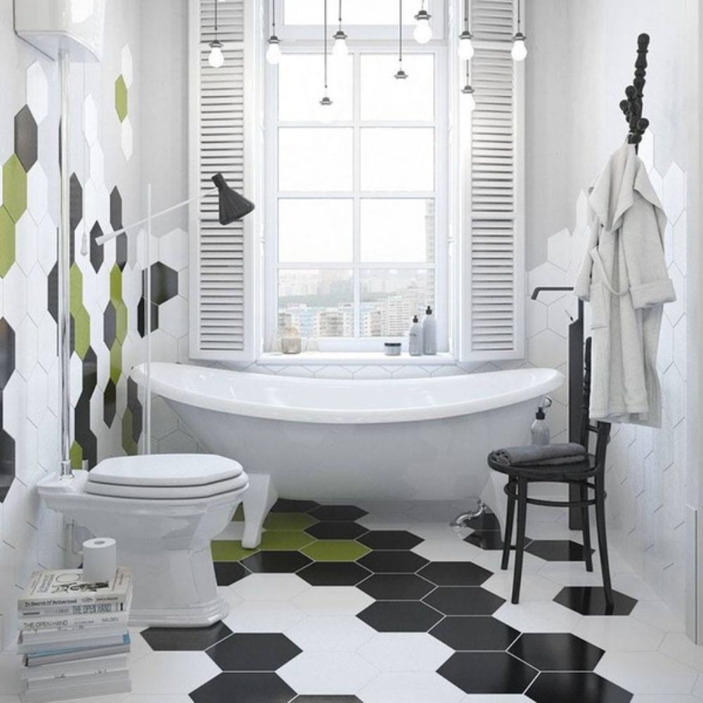 Mẫu gạch ốp nh&agrave; tắm hoạ tiết tổ ong lạ mắt