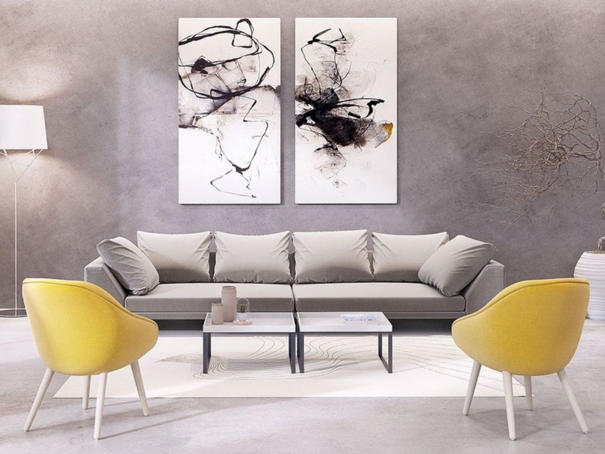 Tỷ lệ tranh trang tr&iacute; c&acirc;n đối với bức tường, tạo sự c&acirc;n đối, h&agrave;i h&ograve;a cho căn ph&ograve;ng