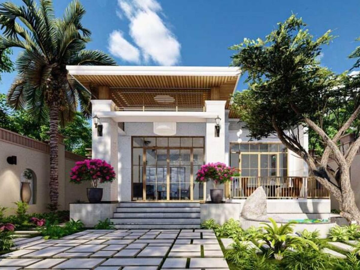 Mẫu nh&agrave; vườn nhỏ đẹp theo phong c&aacute;ch tối giản
