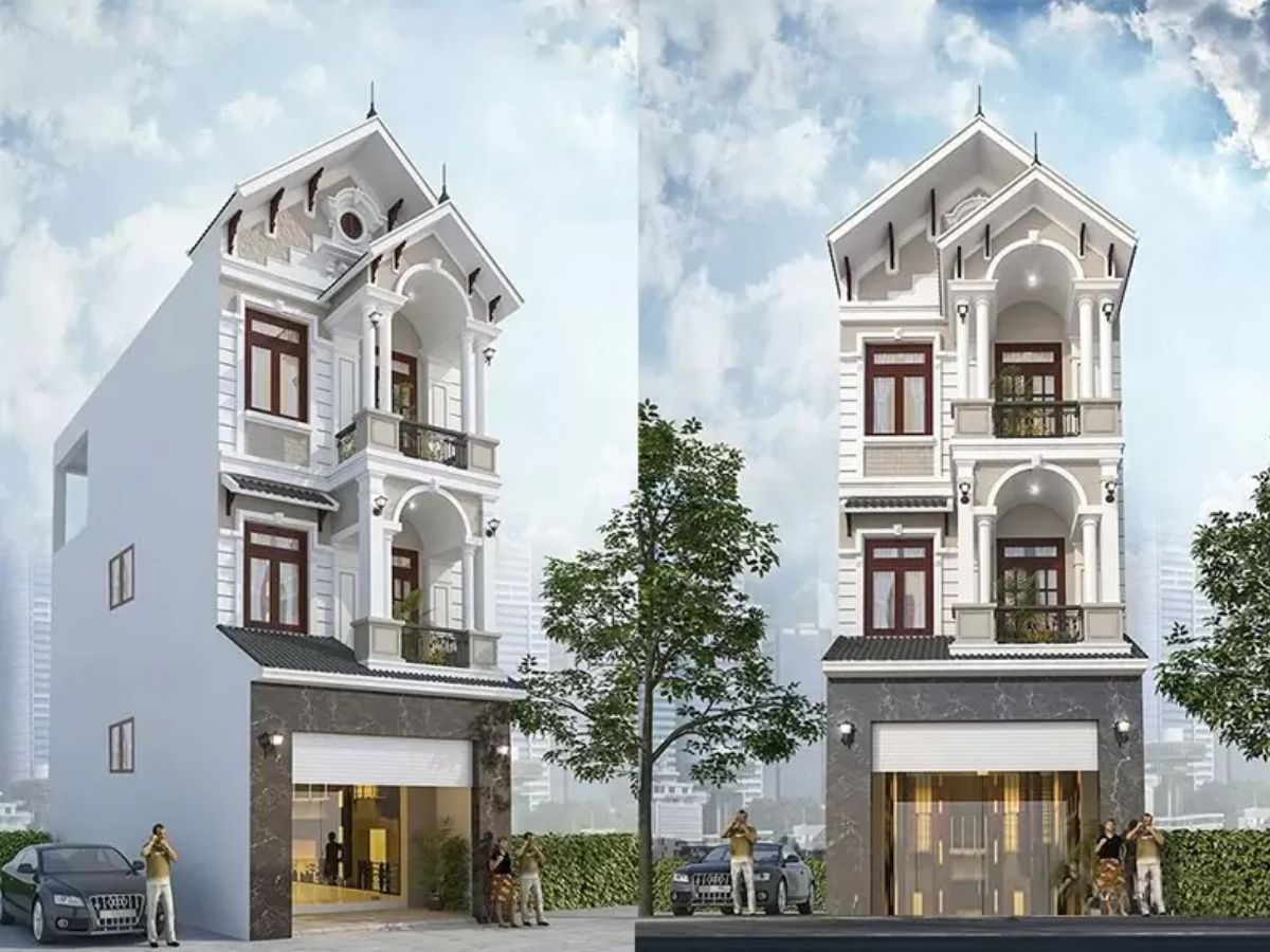 Mẫu nh&agrave; ống 3 tầng 5m m&aacute;i Th&aacute;i c&oacute; phong c&aacute;ch T&acirc;n cổ điển sang trọng, bắt mắt