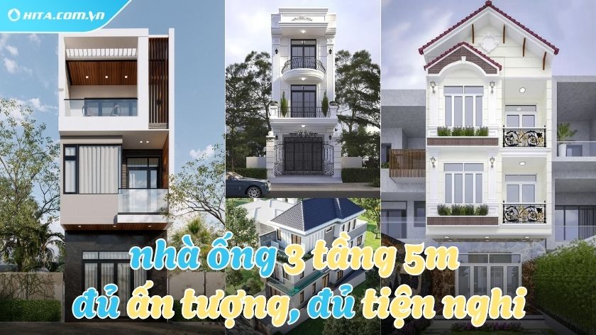 Điểm danh mẫu nhà ống 3 tầng 5m đẹp cực đáng xây