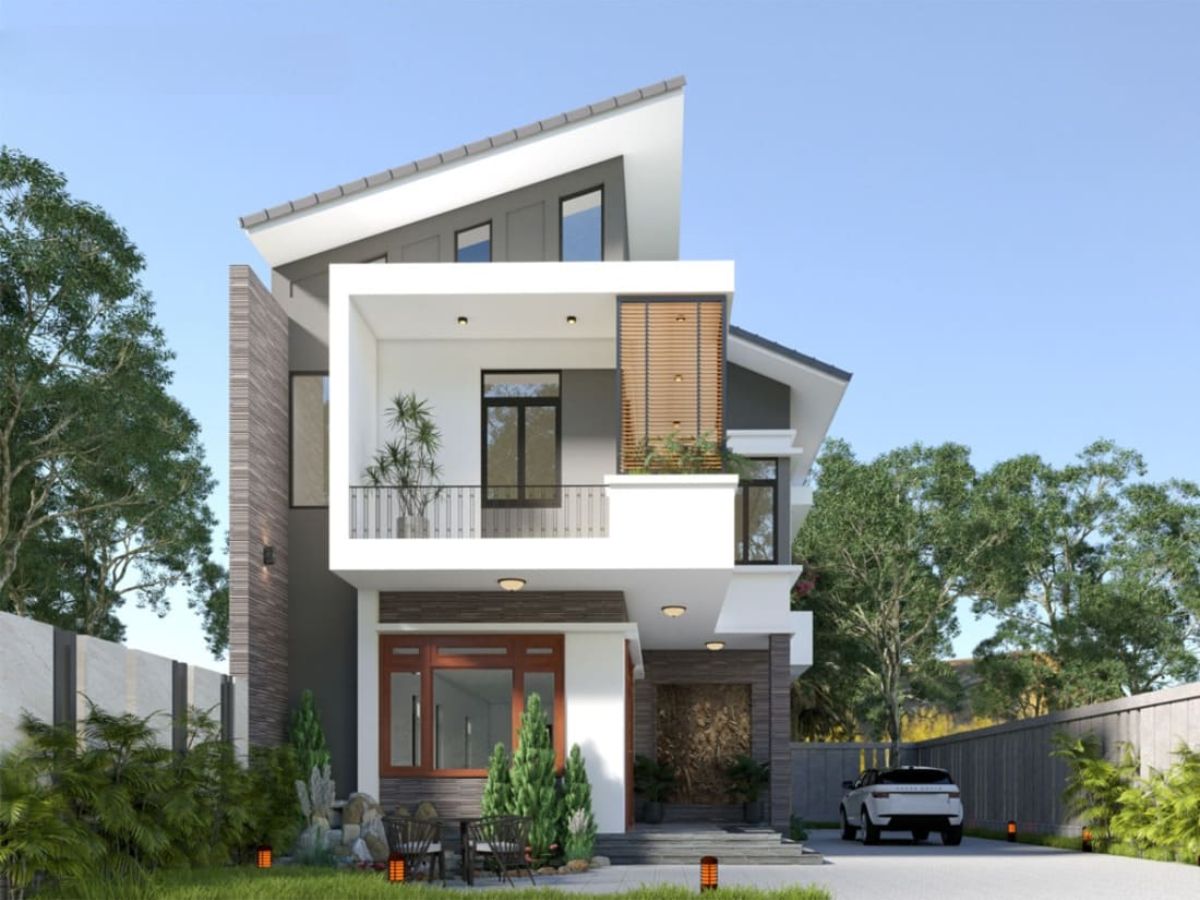 Thiết kế m&aacute;i lệch gi&uacute;p tho&aacute;t nước mưa nhanh v&agrave; tăng khả năng lấy s&aacute;ng, th&ocirc;ng gi&oacute; tự nhi&ecirc;n