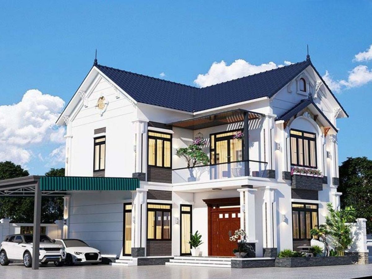 Nh&agrave; 2 tầng chữ L m&aacute;i Th&aacute;i mang phong c&aacute;ch T&acirc;n cổ điển sang trọng