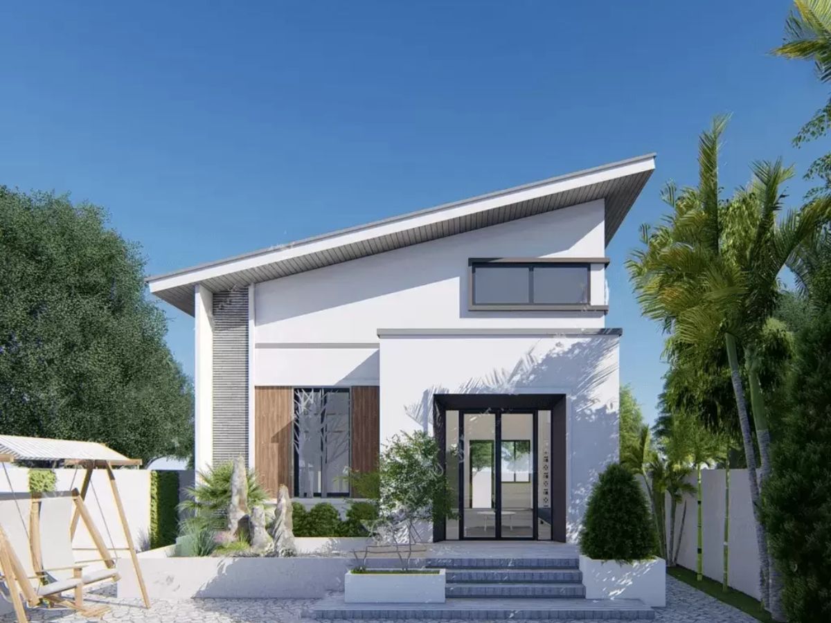 Mẫu nh&agrave; g&aacute;c lửng m&aacute;i lệch độc đ&aacute;o