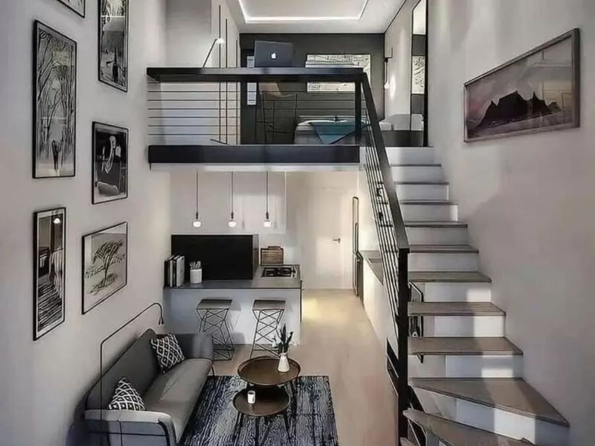 Nh&agrave; g&aacute;c lửng hiện đại hướng đến phong c&aacute;ch tối giản m&agrave; vẫn đầy đủ tiện nghi