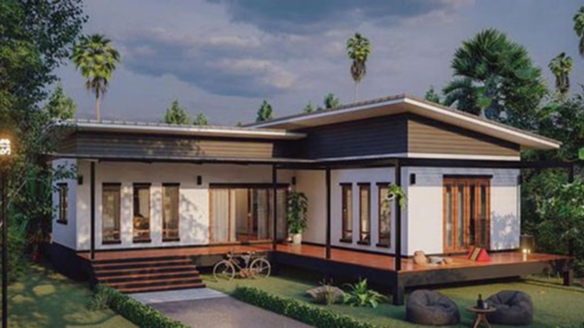 Nh&agrave; chữ L 1 tầng m&aacute;i lệch độc đ&aacute;o, ấn tượng từ c&aacute;i nh&igrave;n đầu ti&ecirc;n
