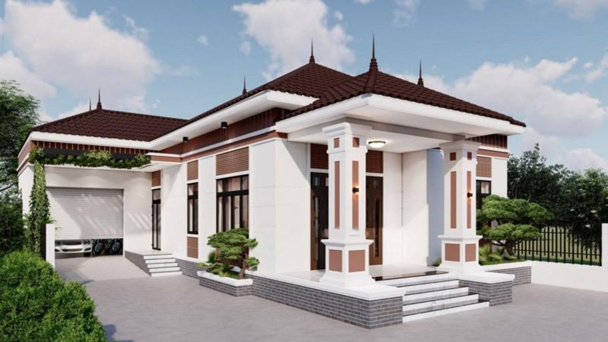 Mẫu nh&agrave; chữ L đơn giản, ấn tượng với chi ph&iacute; x&acirc;y dựng vừa phải