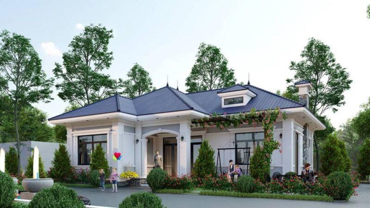 Bố tr&iacute; kh&ocirc;ng gian thư gi&atilde;n cho nh&agrave; chữ L phong c&aacute;ch t&acirc;n cổ điển