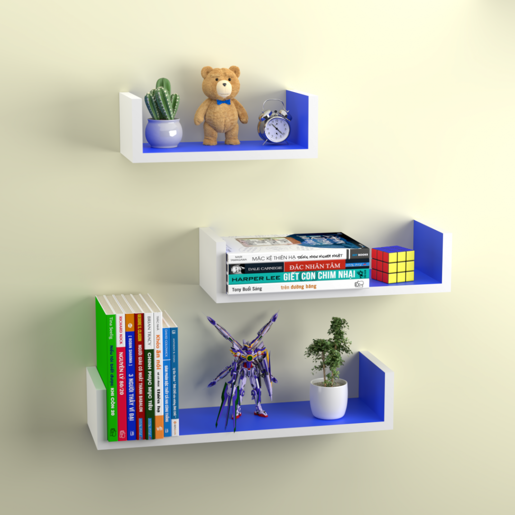 Kệ treo tường chữ U với tone màu nổi bật