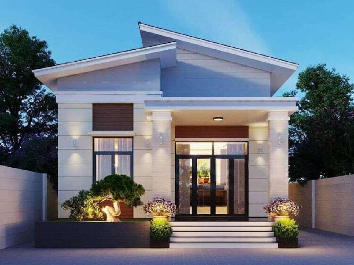 Mẫu nh&agrave; cấp 4 3 ph&ograve;ng ngủ m&aacute;i lệch đẹp ấn tượng, độc đ&aacute;o