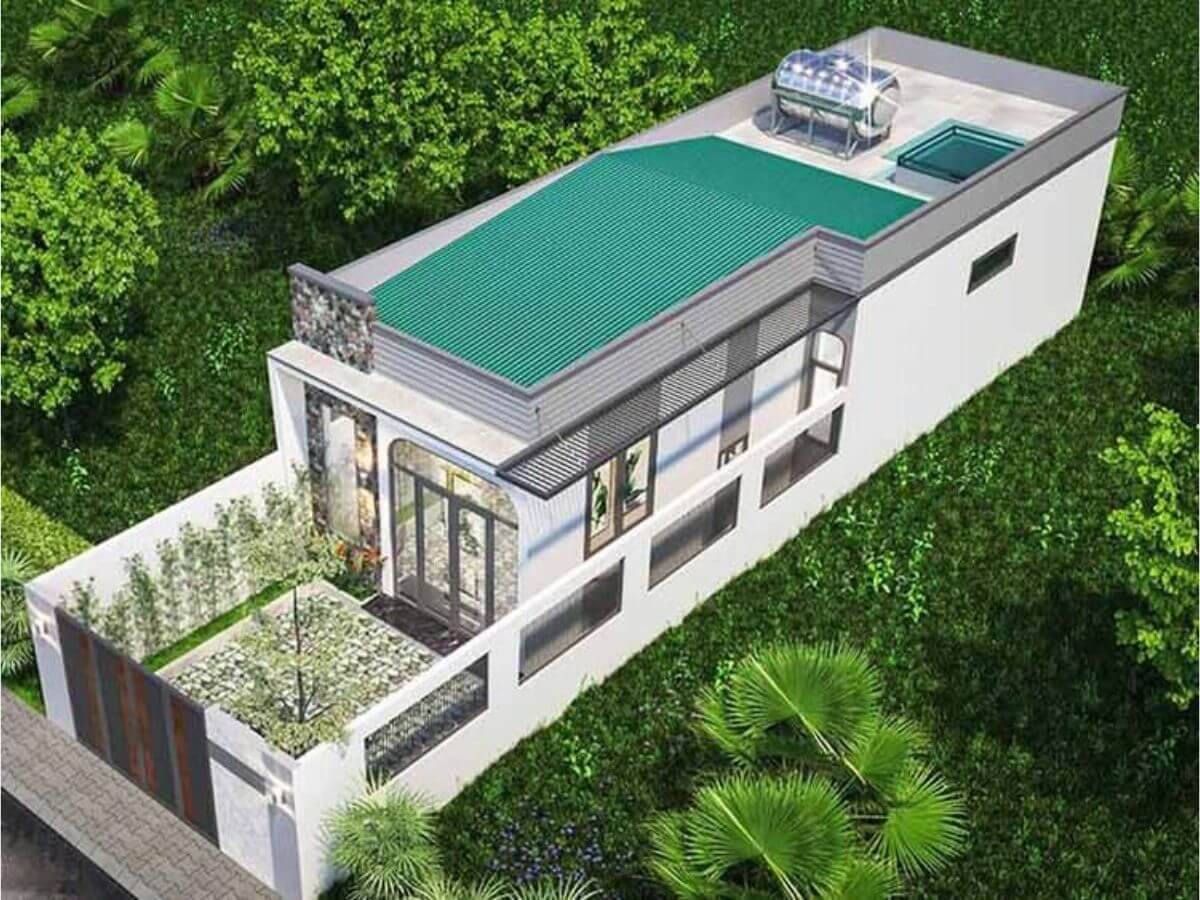 Mẫu nh&agrave; ống cấp 4 3 ph&ograve;ng ngủ ph&ugrave; hợp với l&ocirc; đất hẹp ngang c&oacute; chiều s&acirc;u lớn