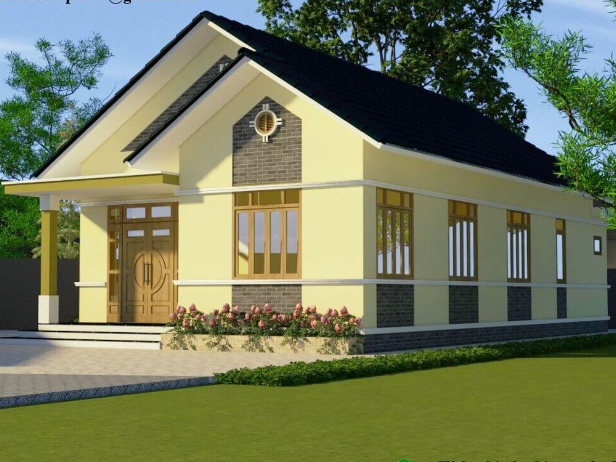 Nh&agrave; cấp 4 3 ph&ograve;ng ngủ m&aacute;i Th&aacute;i được thiết kế với tone m&agrave;u v&agrave;ng ấm &aacute;p, b&igrave;nh y&ecirc;n