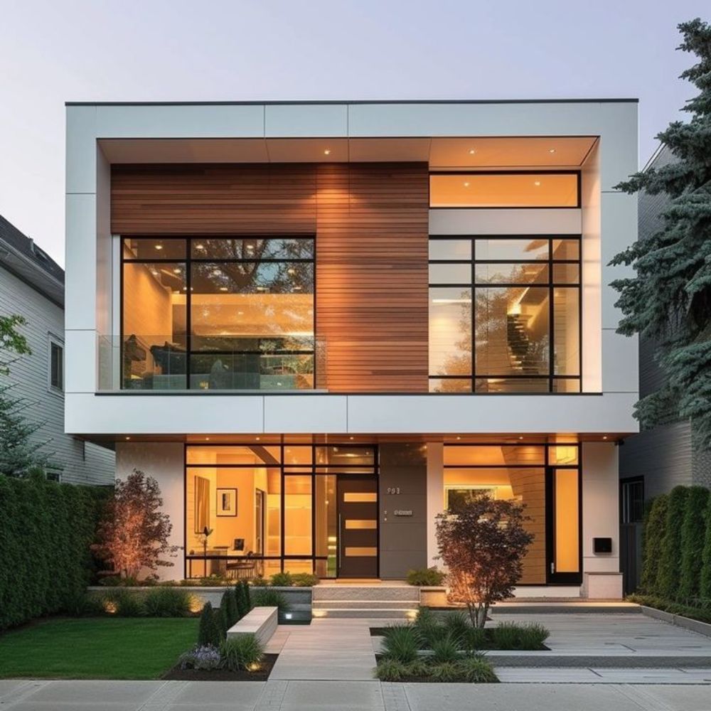 Nh&agrave; vu&ocirc;ng kh&ocirc;ng gian mở sử dụng cửa k&iacute;nh lớn bao phủ gi&uacute;p kh&ocirc;ng gian th&ecirc;m th&ocirc;ng tho&aacute;ng