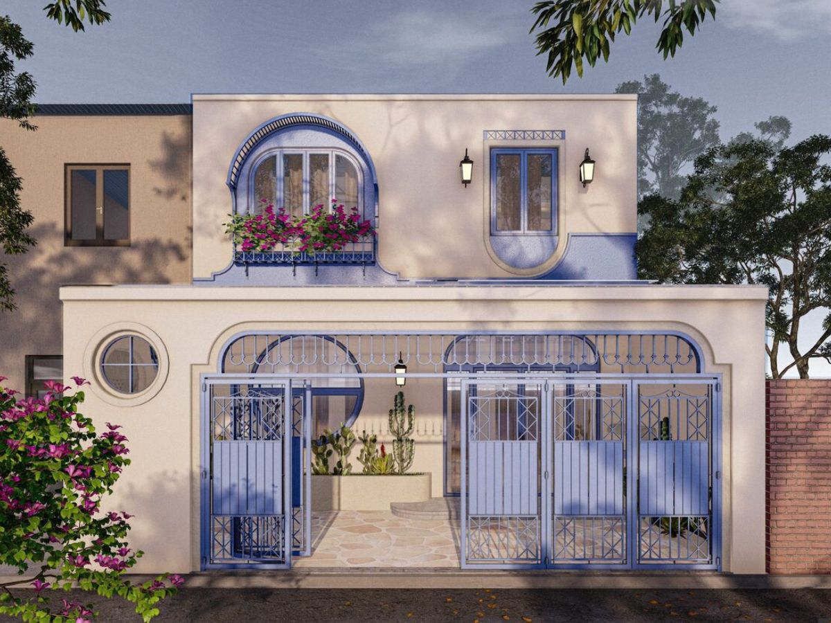 Mẫu nh&agrave; vu&ocirc;ng đẹp phong c&aacute;ch Địa Trung Hải 1