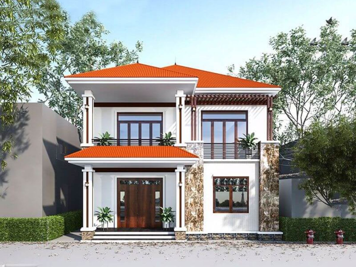 Mẫu nh&agrave; vu&ocirc;ng 2 tầng đẹp ở n&ocirc;ng th&ocirc;n