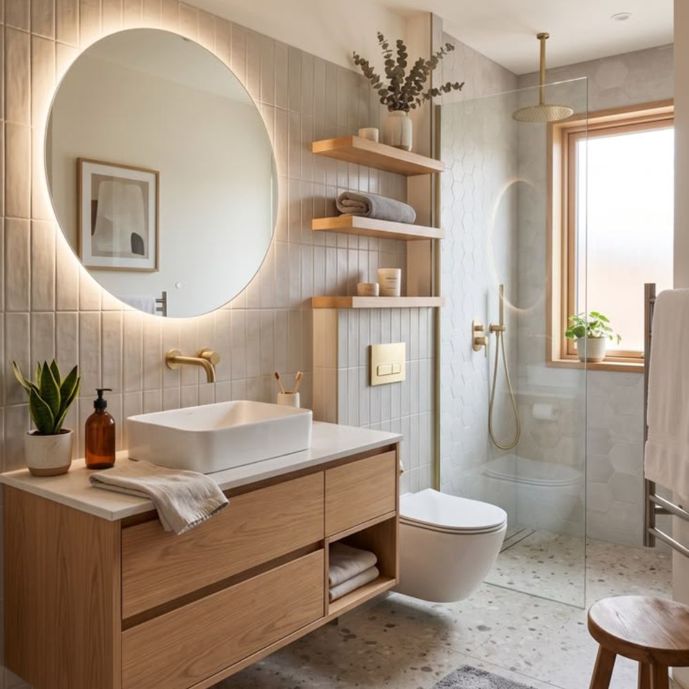 Tận dụng &aacute;nh s&aacute;ng tự nhi&ecirc;n cho ph&ograve;ng tắm Vintage với khung cửa sổ