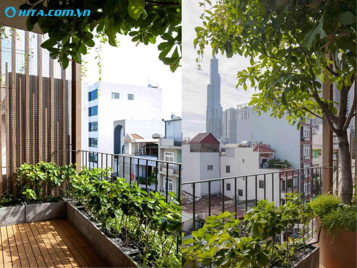 Trồng c&acirc;y dọc lan can của ban c&ocirc;ng nh&agrave; ống mang đến vẻ đẹp gần gũi với thi&ecirc;n nhi&ecirc;n