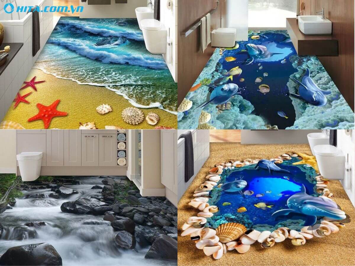 Gạch l&aacute;t nền nh&agrave; tắm 3D cực ph&aacute; c&aacute;ch