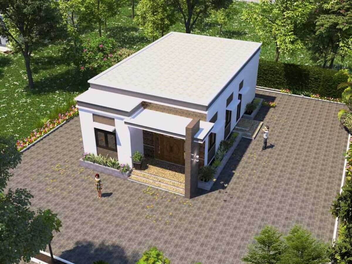 Nh&agrave; 1 tầng m&aacute;i bằng ở n&ocirc;ng th&ocirc;n gi&uacute;p tối ưu chi ph&iacute; x&acirc;y dựng v&agrave; dễ n&acirc;ng tầng trong tương lai