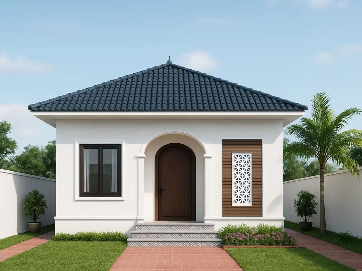 Mẫu nh&agrave; 1 tầng n&ocirc;ng th&ocirc;n m&aacute;i ng&oacute;i truyền thống với thiết kế tối giản