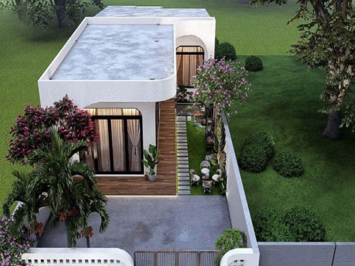 Kiểu nh&agrave; chữ L 1 tầng ph&ugrave; hợp với đa dạng khu đất n&ocirc;ng th&ocirc;n