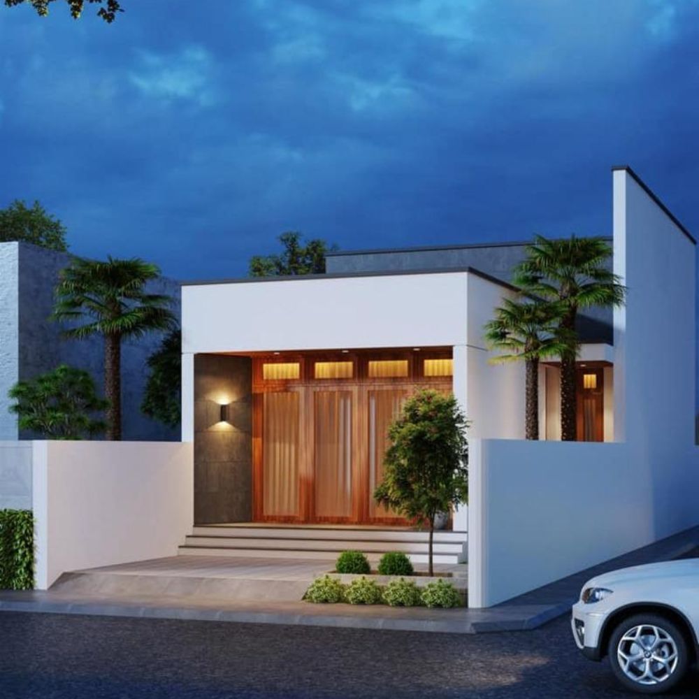 Nh&agrave; ống 1 tầng n&ocirc;ng th&ocirc;n 80m2 hiện đại với h&igrave;nh khối mạnh mẽ