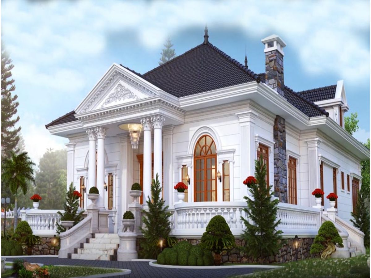 Mẫu nh&agrave; 1 tầng n&ocirc;ng th&ocirc;n kiểu Ph&aacute;p sang trọng, cổ điển
