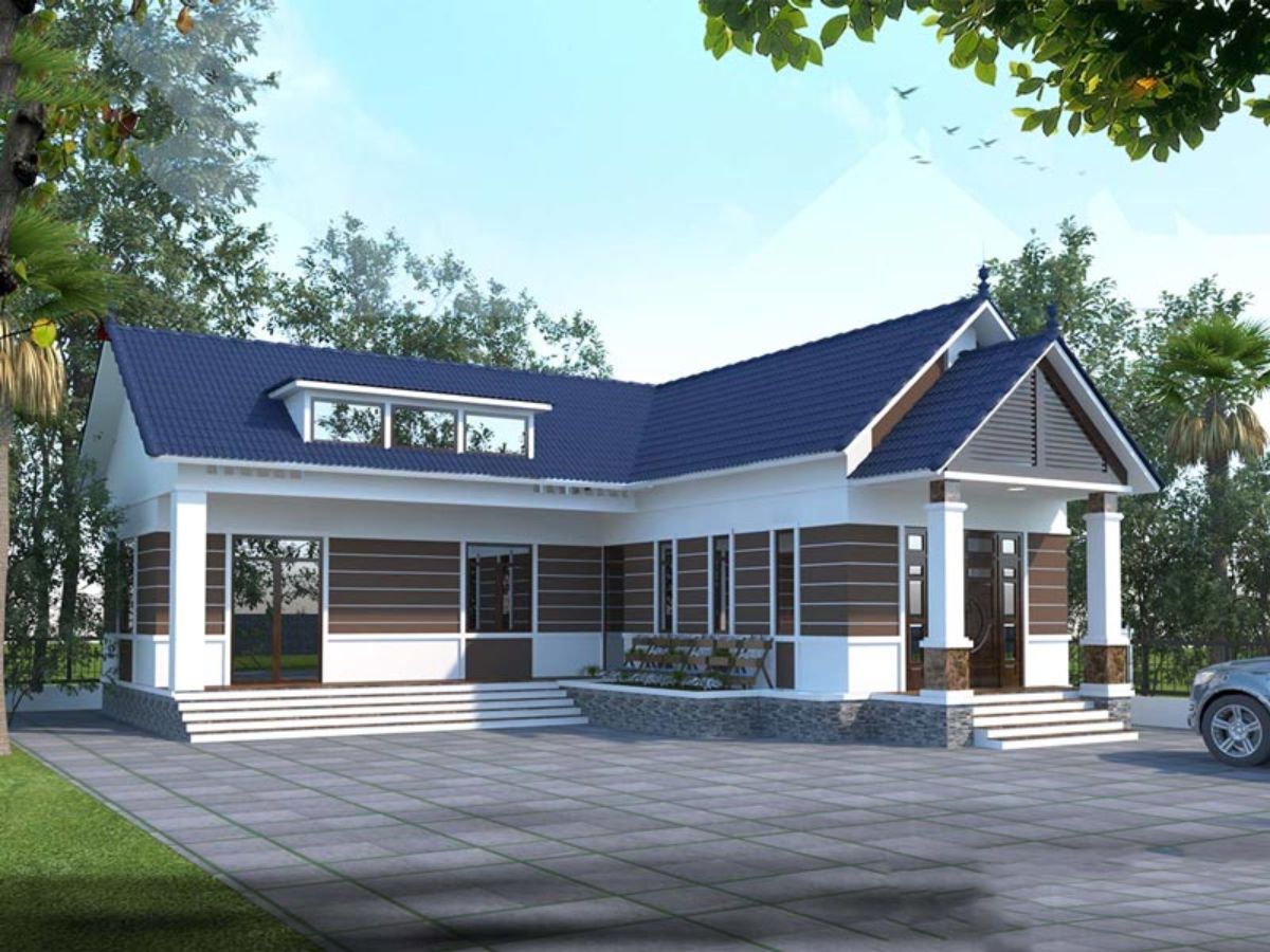 Mẫu nh&agrave; chữ L 1 tầng n&ocirc;ng th&ocirc;n mang đặc trưng phong c&aacute;ch ch&acirc;u &Acirc;u