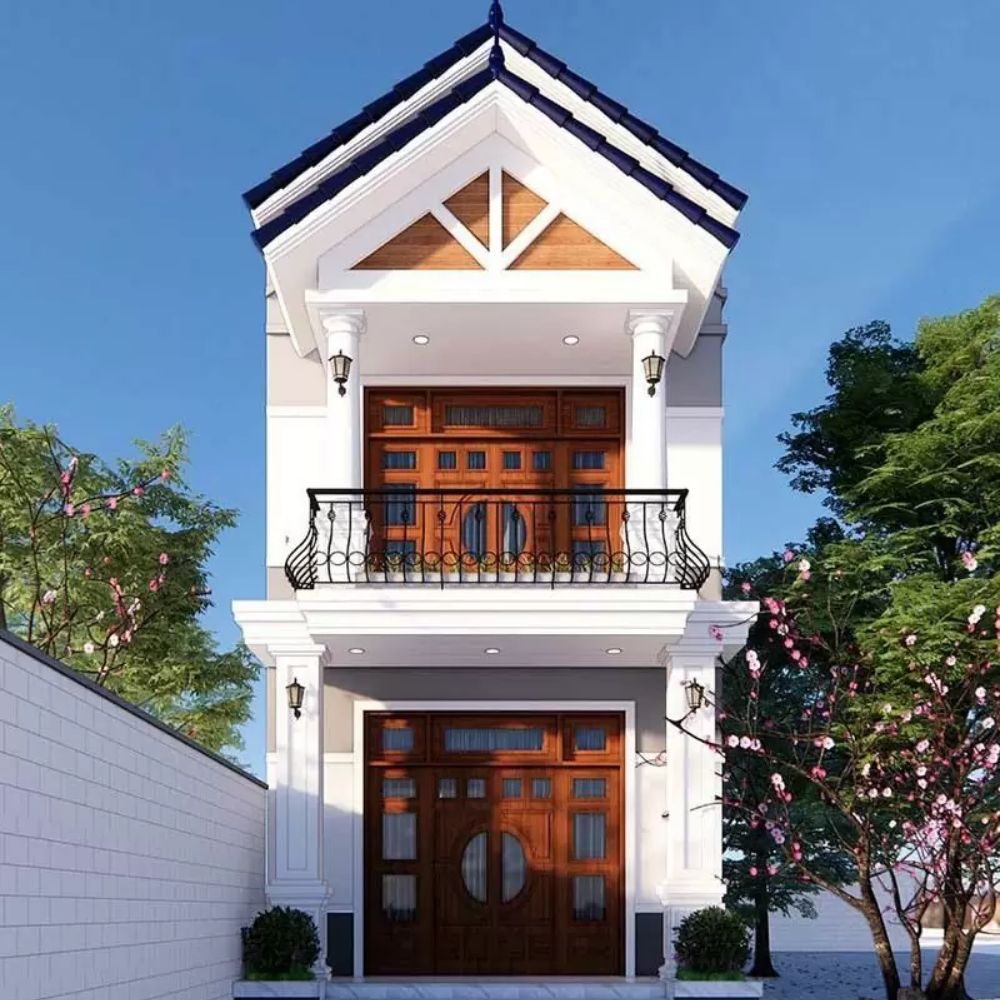 Mẫu nh&agrave; 1 trệt 1 lầu m&aacute;i Th&aacute;i đẹp phong c&aacute;ch t&acirc;n cổ điển