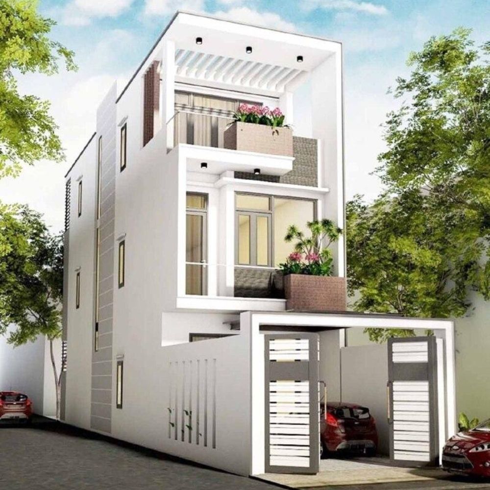 Mẫu nh&agrave; 1 trệt 1 lầu 1 tum đơn giản với thiết kế h&agrave;i ho&agrave;