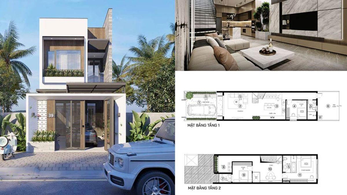 Mẫu nh&agrave; 1 trệt 1 lầu đẹp 4x20 c&oacute; c&aacute;ch bố tr&iacute; kh&ocirc;ng gian linh hoạt