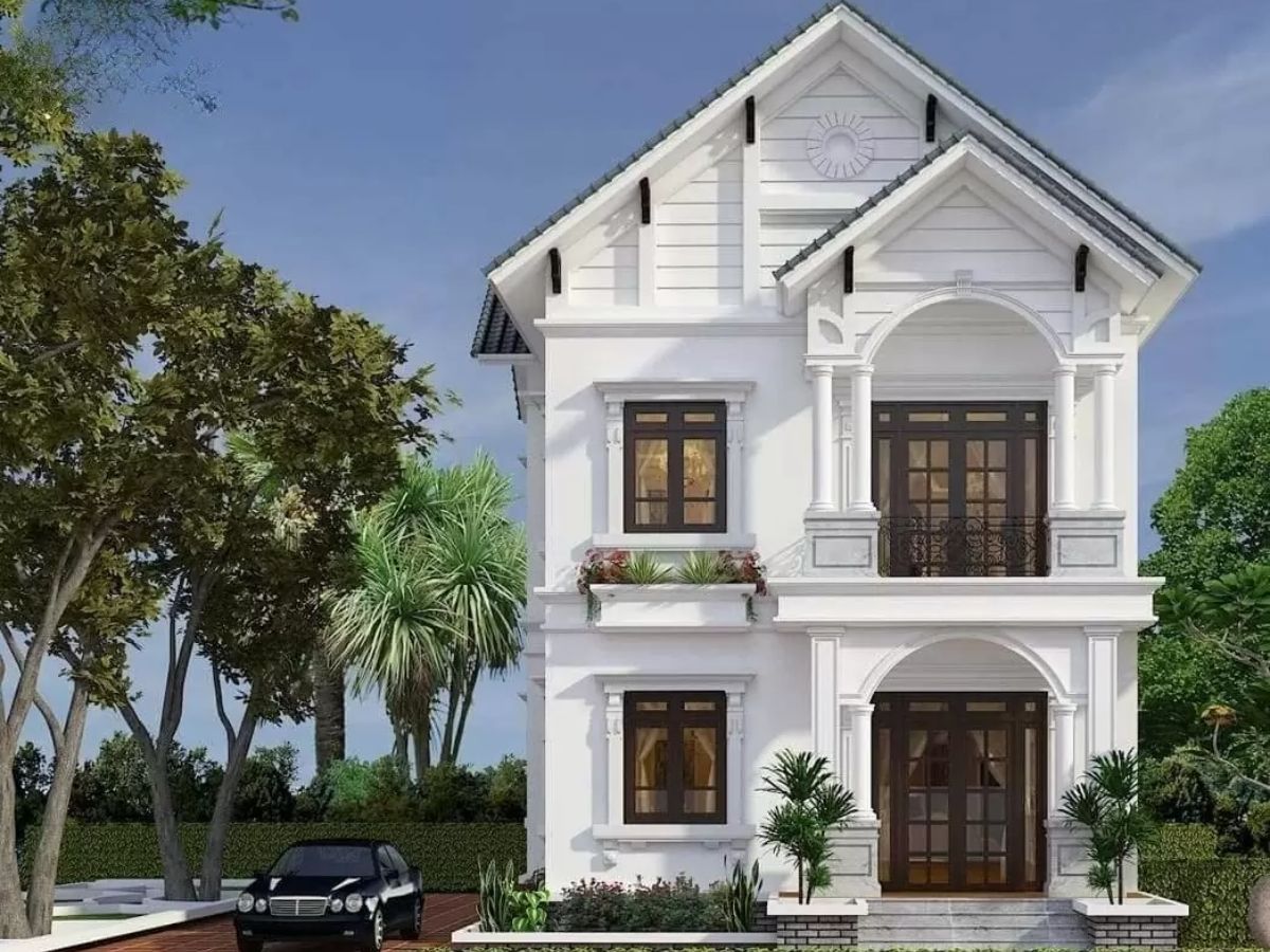 Mẫu nh&agrave; 2 tầng m&aacute;i Th&aacute;i giật cấp đẹp, sang trọng ở n&ocirc;ng th&ocirc;n