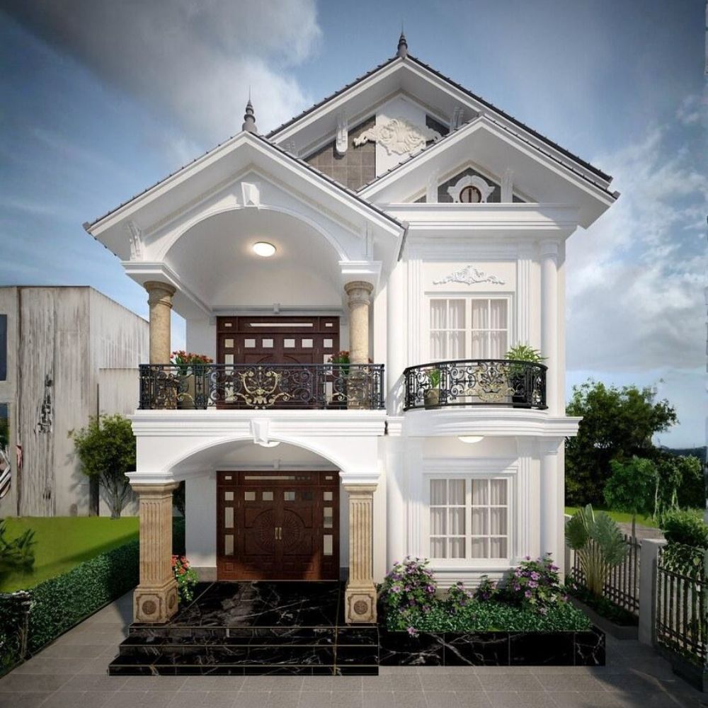 Mẫu thiết kế nh&agrave; 2 tầng m&aacute;i Th&aacute;i