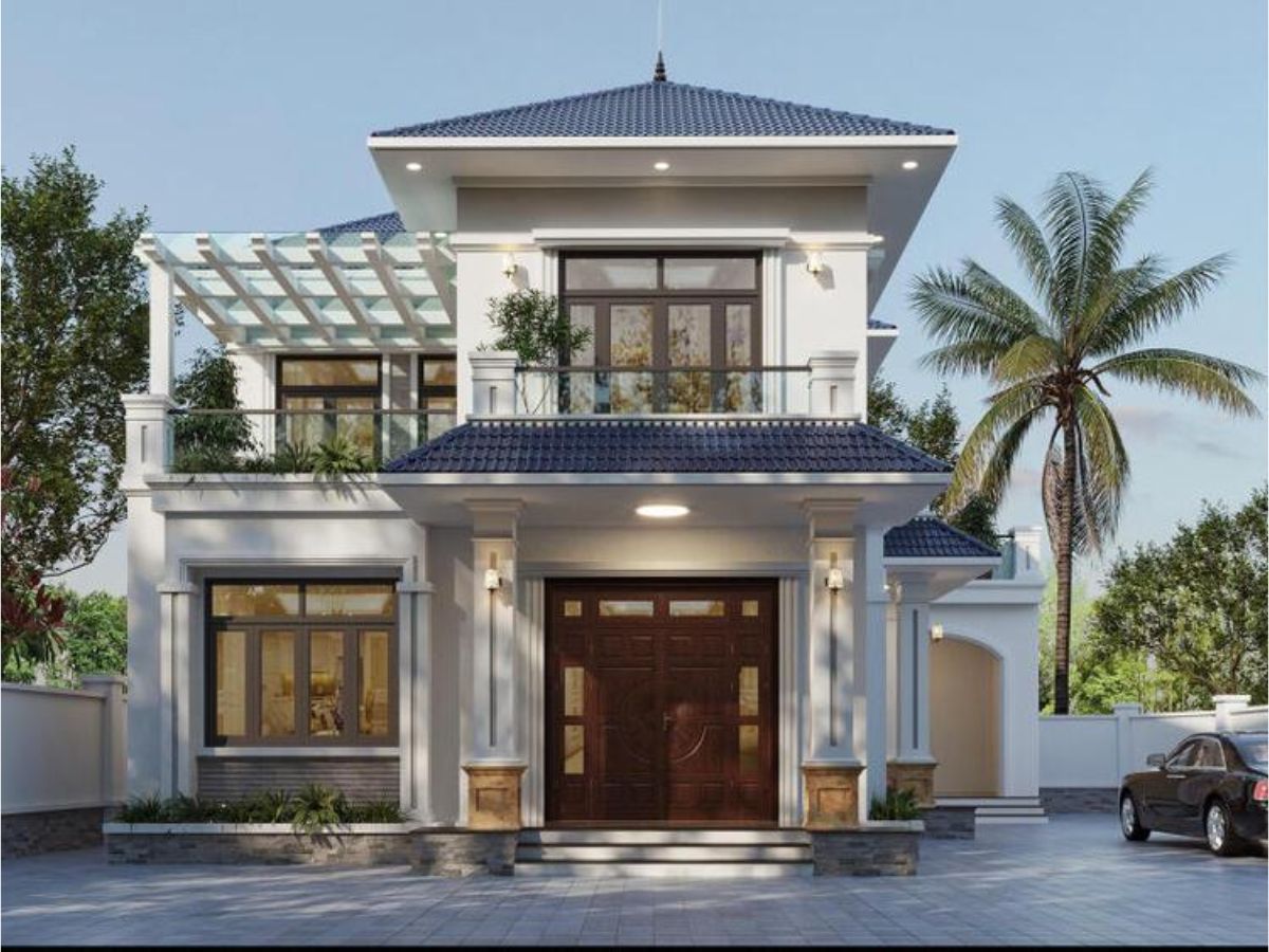 Mẫu nh&agrave; 2 tầng hiện đại m&aacute;i Nhật 1